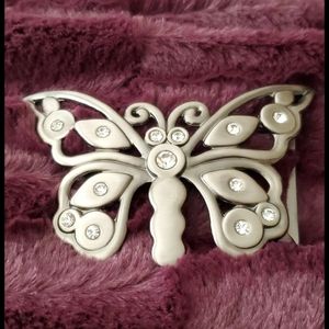 Silver Rhinestone butterfly buckle
